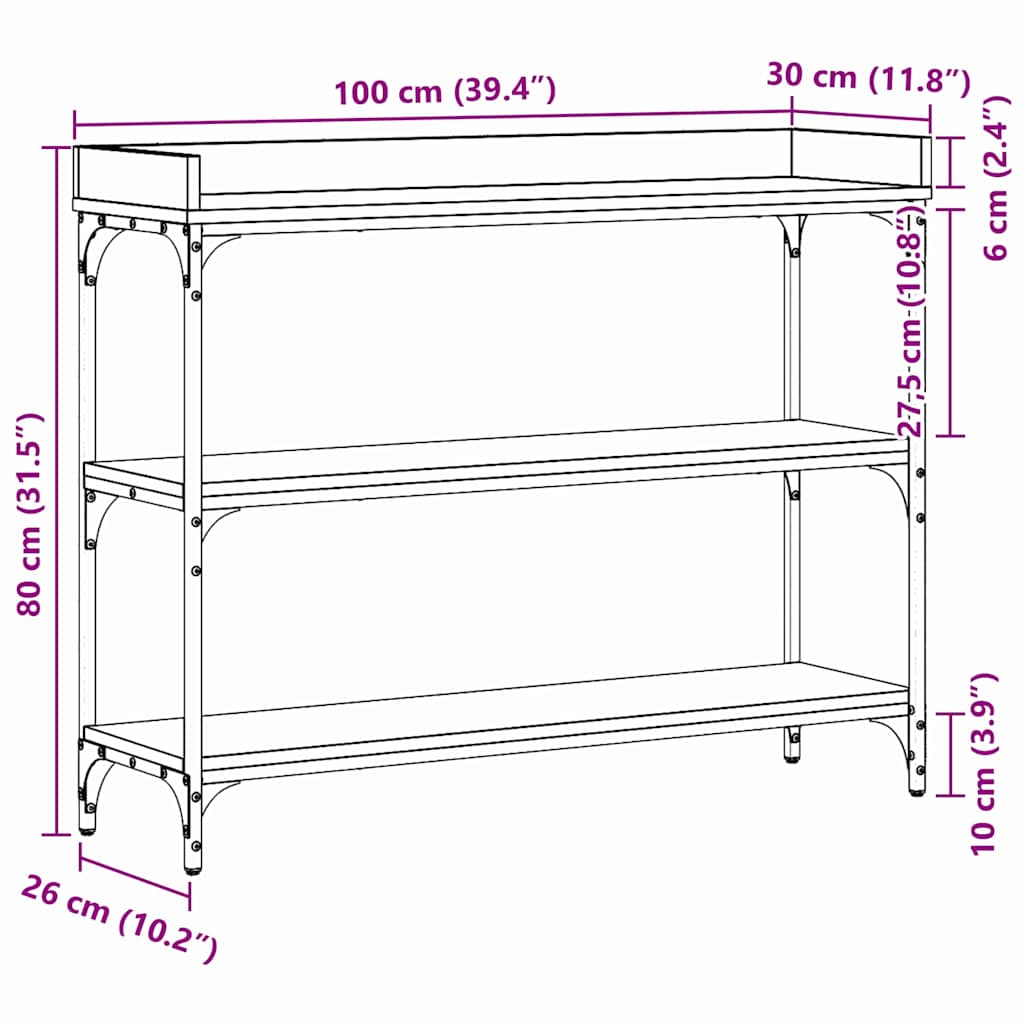 vidaXL Τραπέζι Κονσόλας artisan δρυς 100 x 30 x 80 εκατοστά
