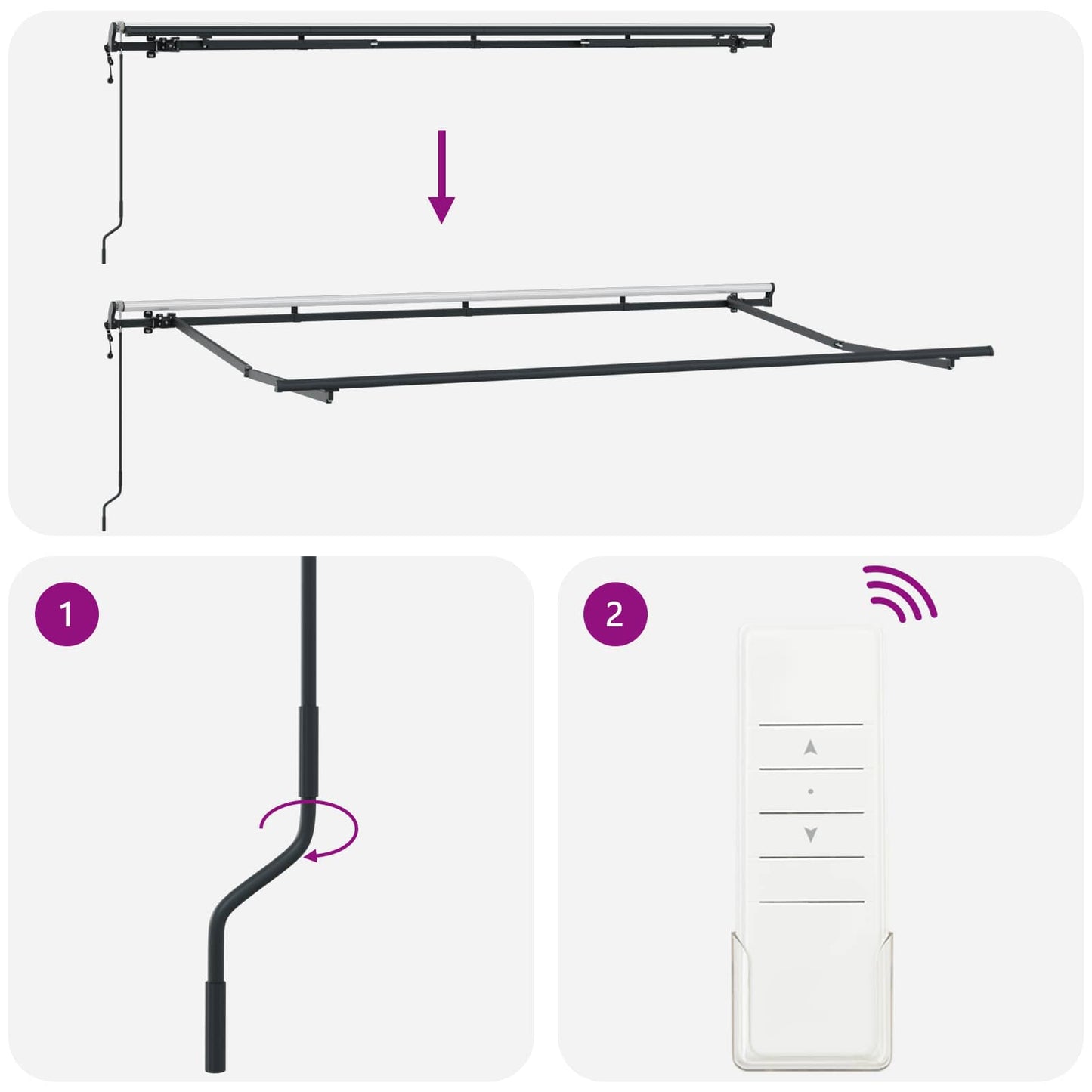 vidaXL Αναδιπλούμενη τέντα Ανθρακί 400 x 200 cm