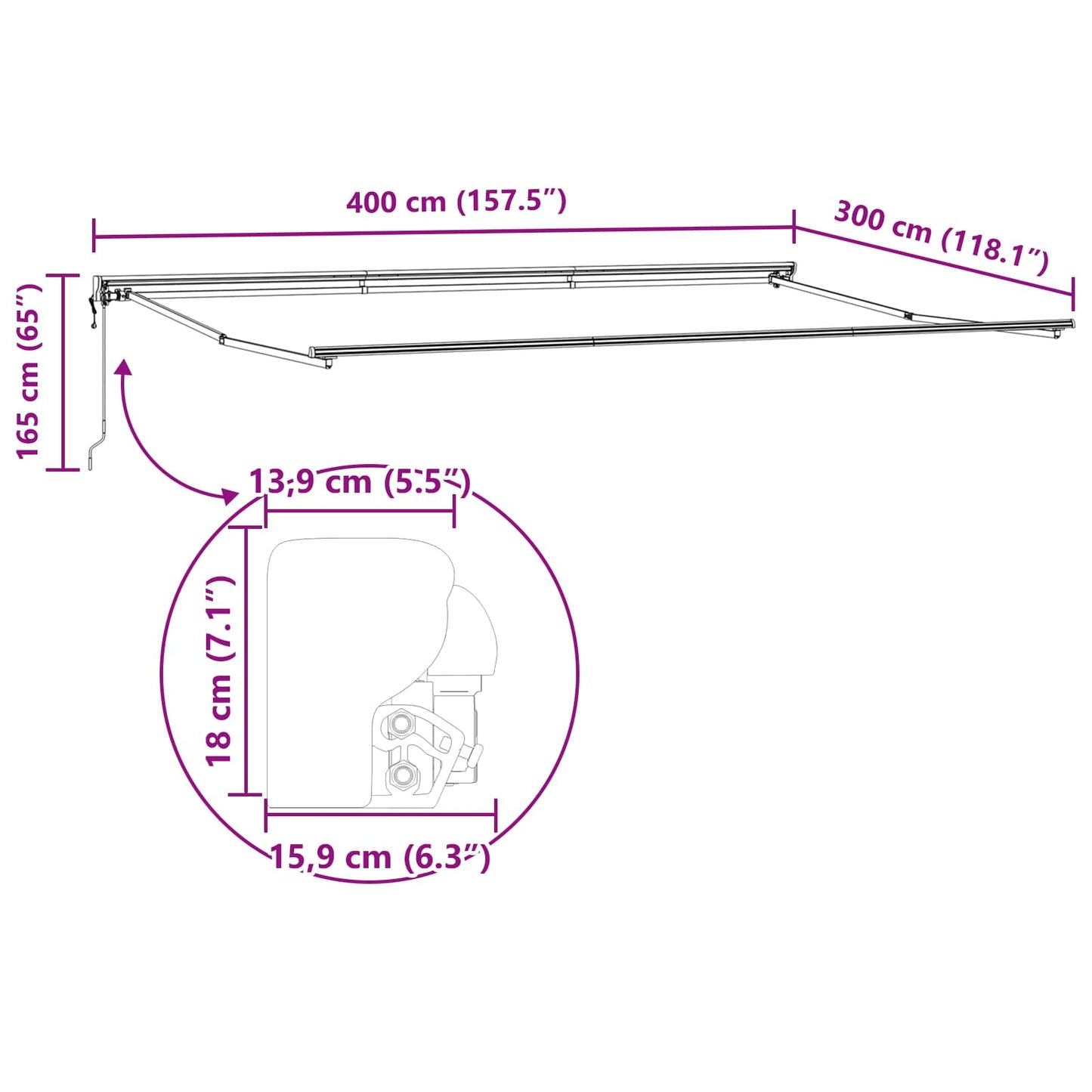 vidaXL Σκελετός Τέντας Πολύχρωμο 400 x 300 εκ