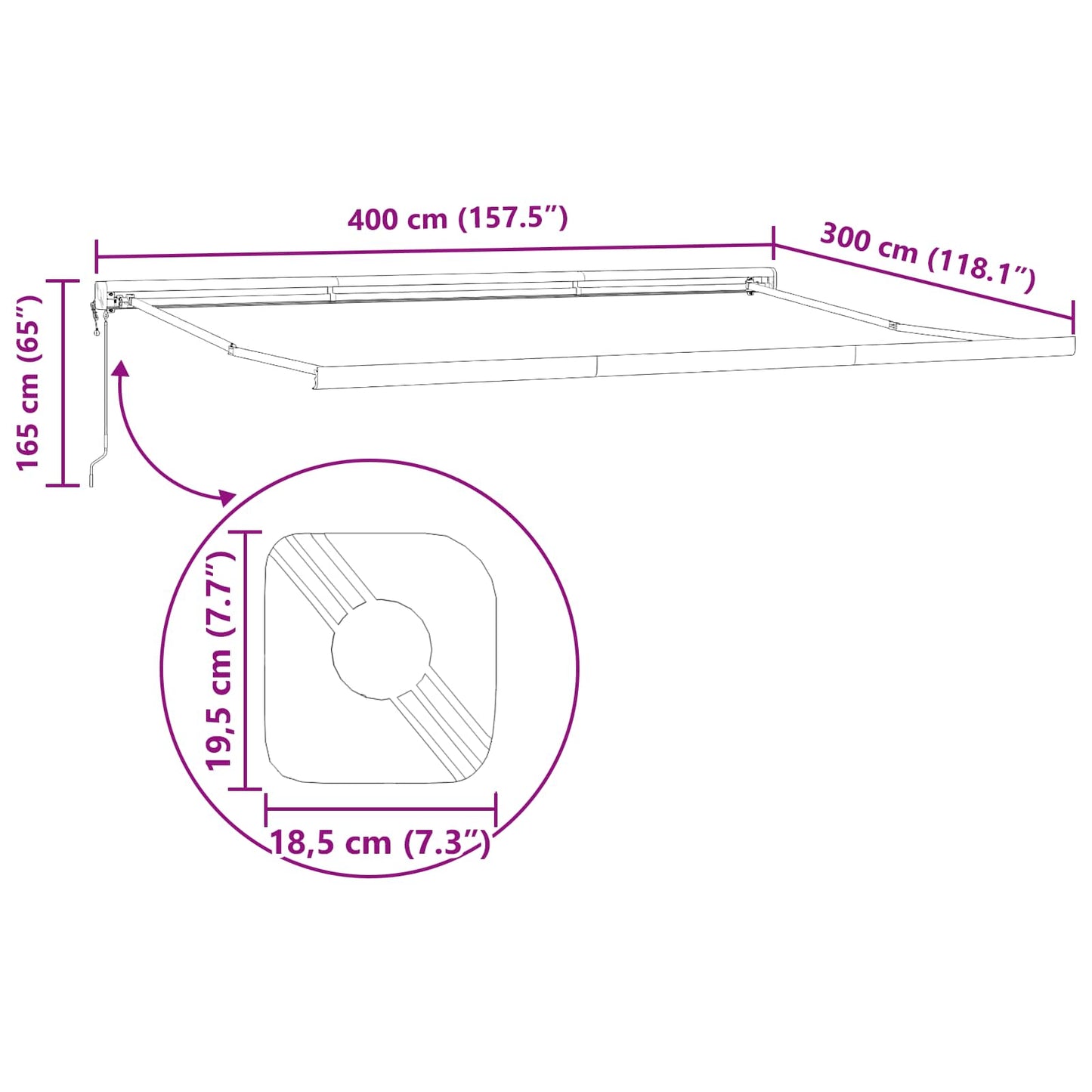 vidaXL Αυτόματη Ανασυρόμενη Τέντα Λευκή 400x300 cm