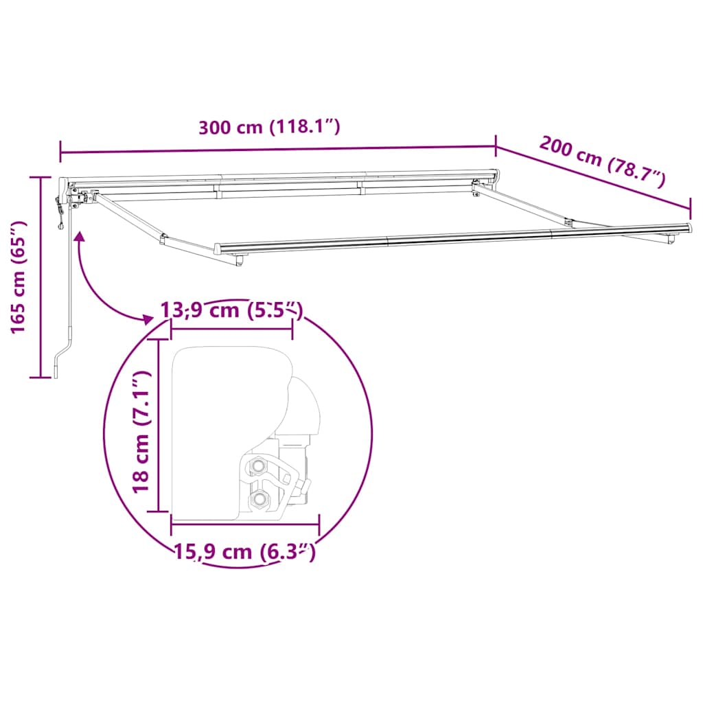 vidaXL Electric Awning Frame 3 x 2 m Λευκό