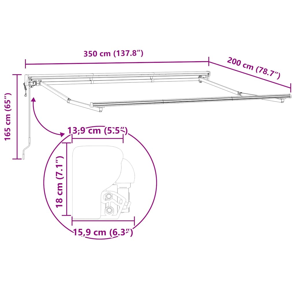 vidaXL Electric Awning Frame 3,5 x 2 m Λευκό