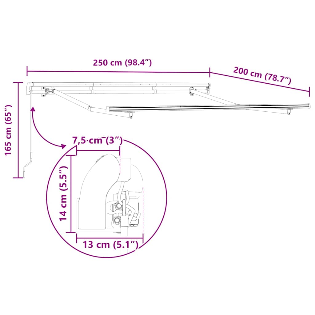 vidaXL Σκελετός Τέντας Λευκό 2,5 x 2 m Μέταλλο
