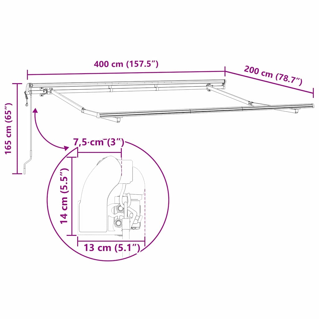 vidaXL Σκελετός Τέντας Ανθρακί 4 x 2 m Μέταλλο