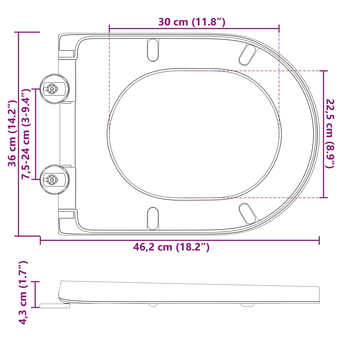vidaXL Λεκάνη Μαύρο 49 x 36 x 4 εκ Δυροπλάστ