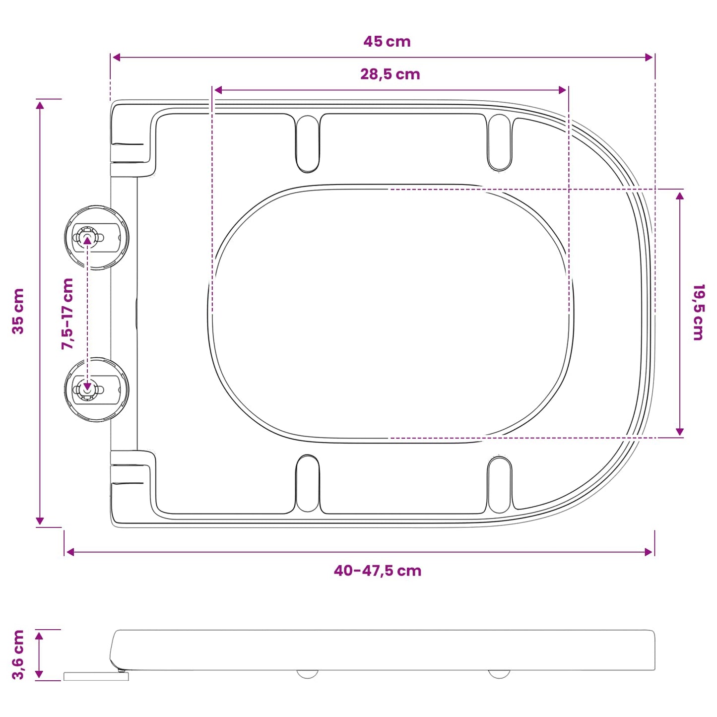 vidaXL Λεκάνη Μαύρο 47,5 x 35 x 3,6 εκ Δυροπλάστ