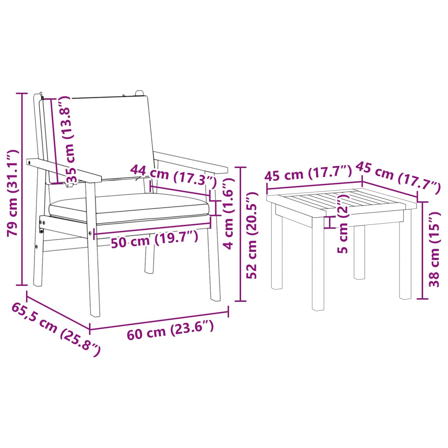 Σετ Εξωτερικής Τραπεζαρίας 6 Τεμαχίων με Μαξιλάρια από Μασίφ Ξύλο Ακακίας