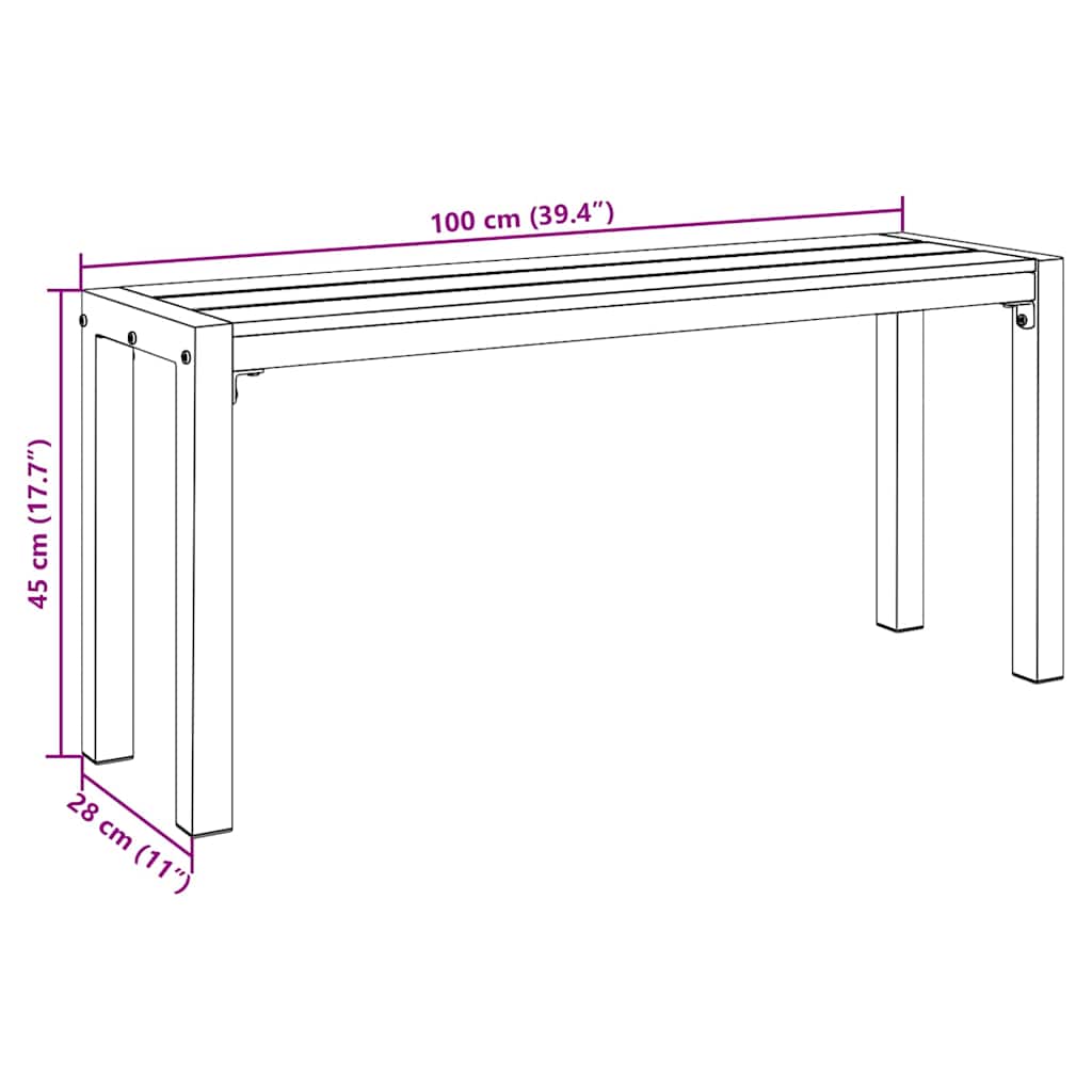 vidaXL Παγκάκι κήπου Μαύρο 100 x 28 x 45 εκ. Ατσάλι
