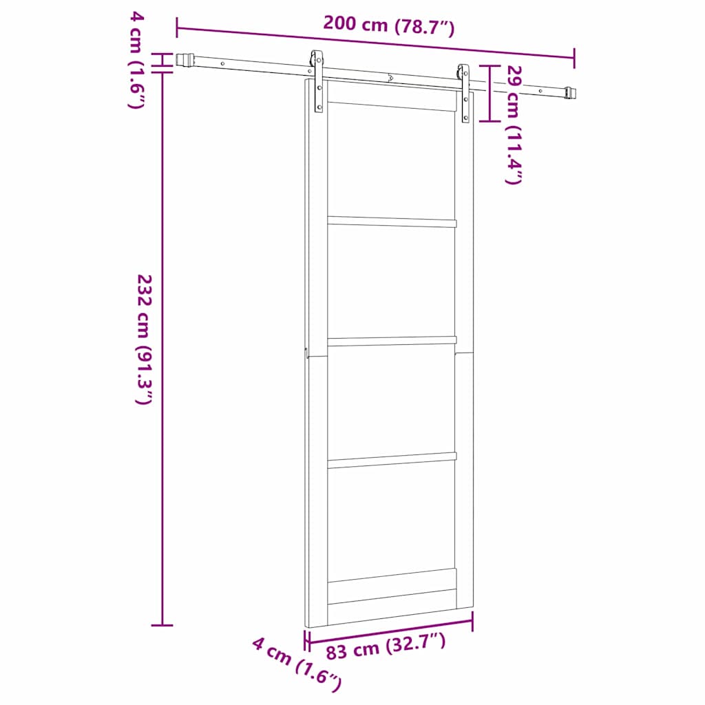 vidaXL Συρόμενη Πόρτα με Εξαρτήματα 'ORKDAL' Στερεό Ξύλο & Γυαλί