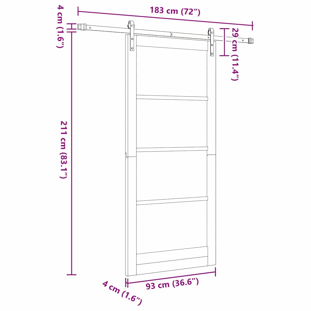 vidaXL Συρόμενη Πόρτα ORKDAL Φυσικό 93 x 211 εκ.