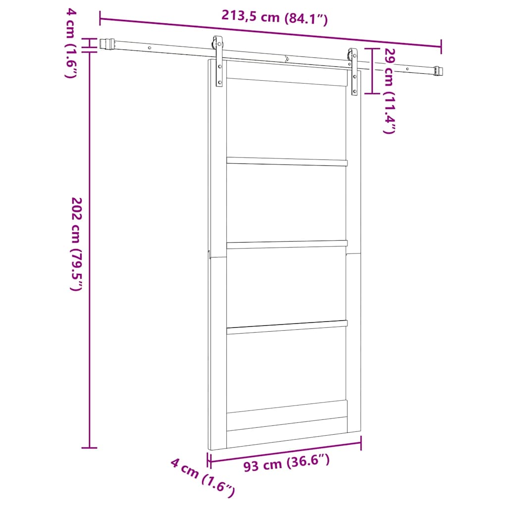 vidaXL Συρόμενη Πόρτα ORKDAL Φυσικό 93 x 202 cm