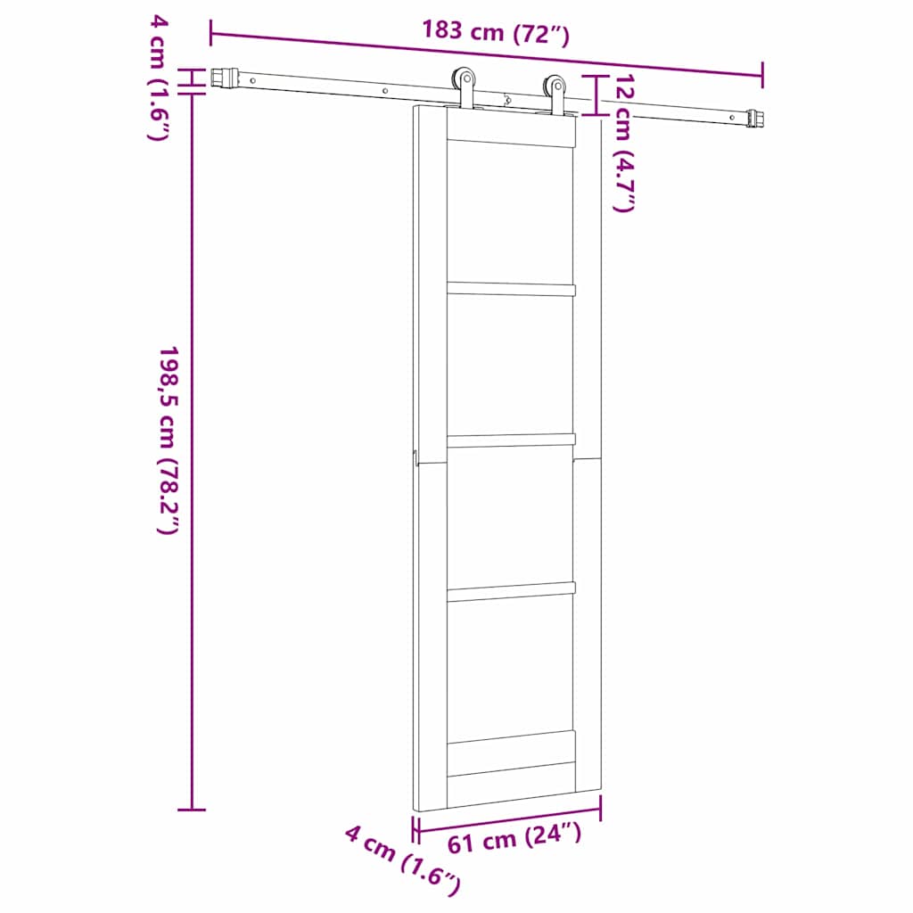 vidaXL Συρόμενη Πόρτα ORKDAL 61 x 198,5 εκ. Λευκό και Μαύρο