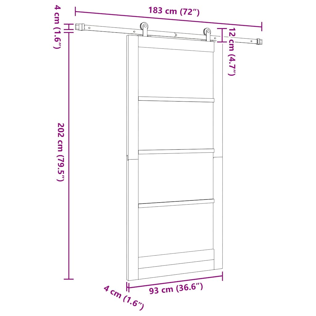 vidaXL Συρόμενη Πόρτα ORKDAL 93 x 202 cm Μασίφ ξύλο πεύκου και γυαλί