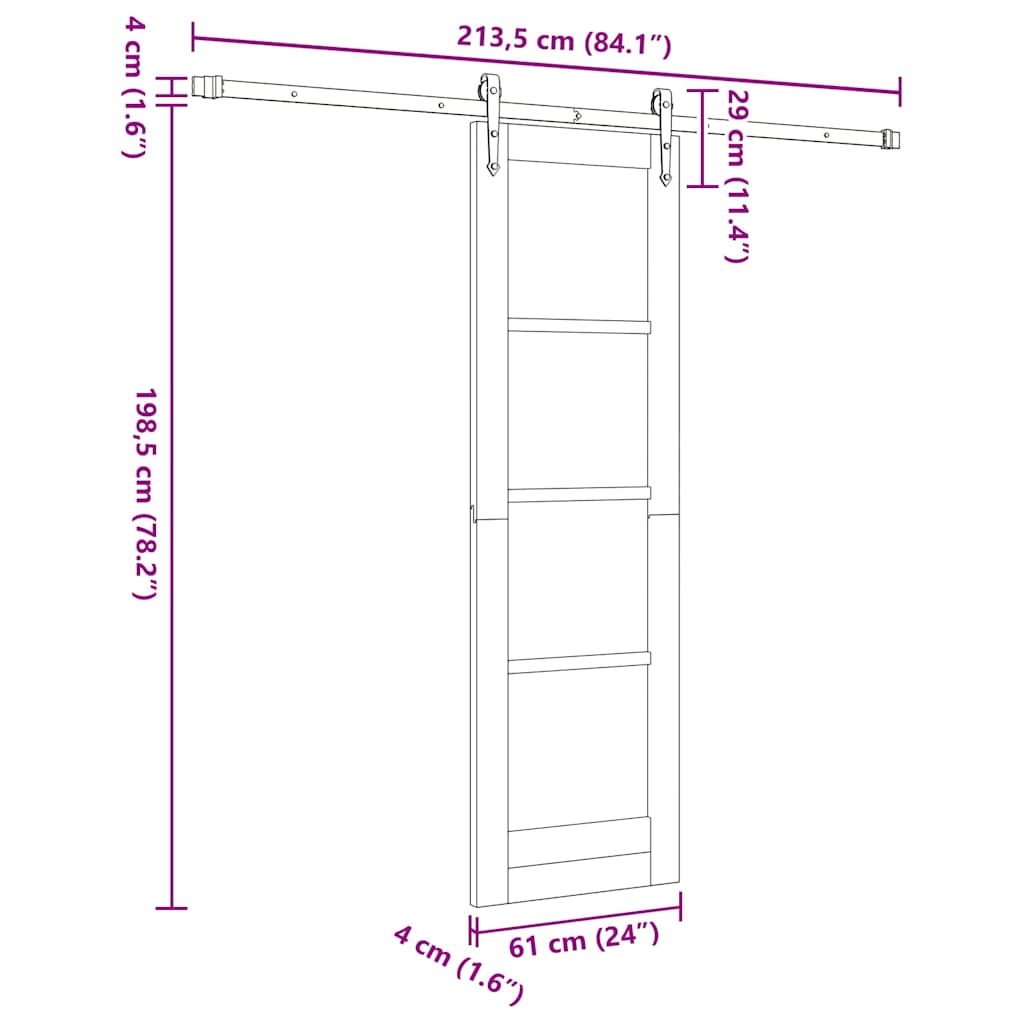 vidaXL Συρόμενη Πόρτα ORKDAL 61 x 198,5 εκ. Λευκό