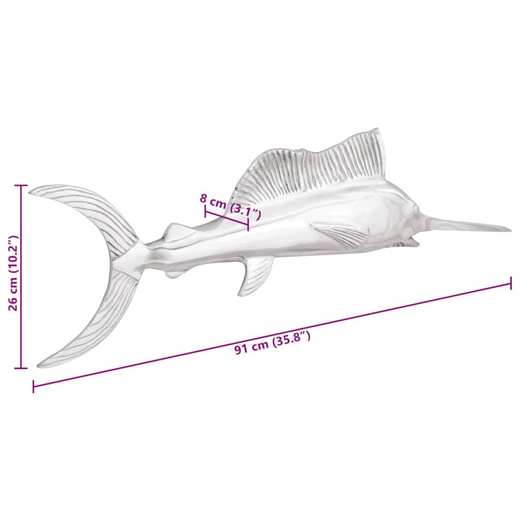vidaXL Γλυπτική Ασημί 91 x 8 x 26 εκ Αλουμίνιο