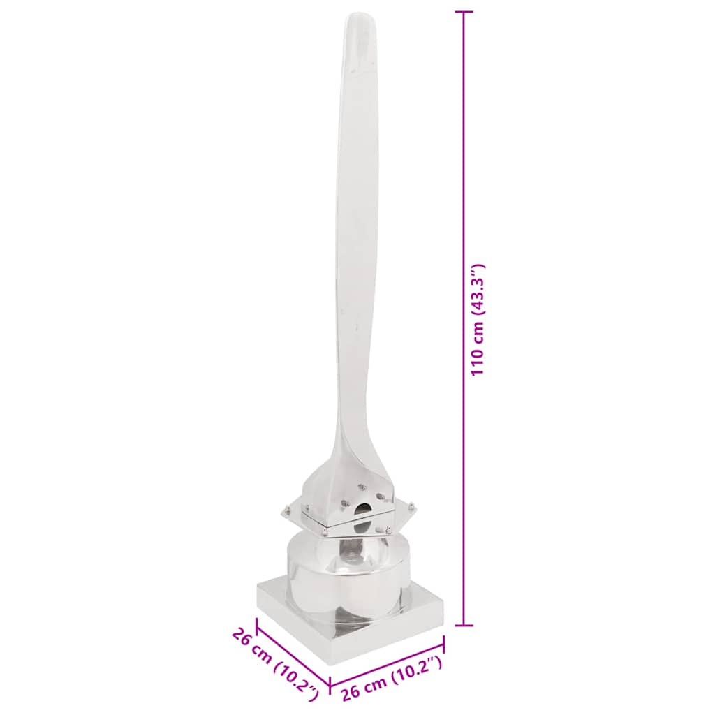vidaXL Γλυπτό Ασημί 26 x 26 x 110 εκ. Αλουμίνιο