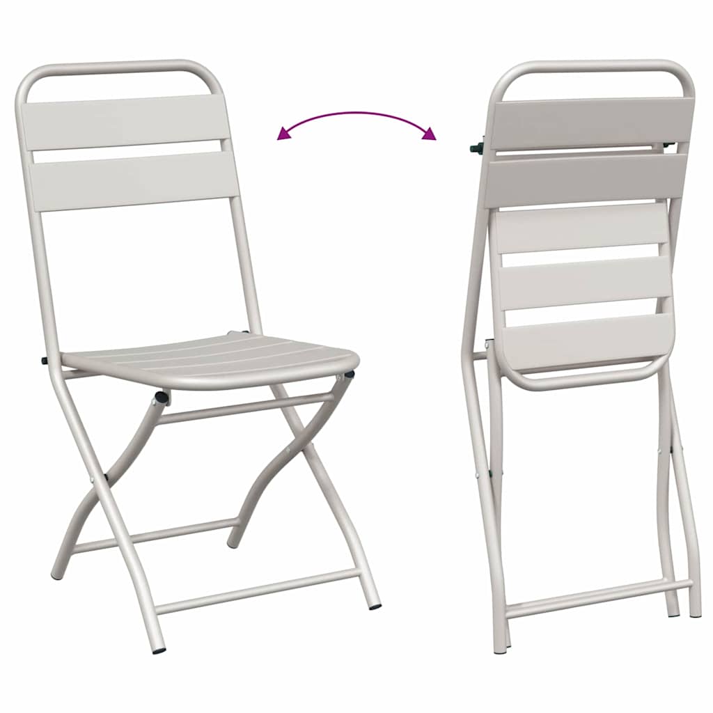 vidaXL Πτυσσόμενη Καρέκλα Κήπου 2 pcs Μπεζ 42 x 52 x 82εκ