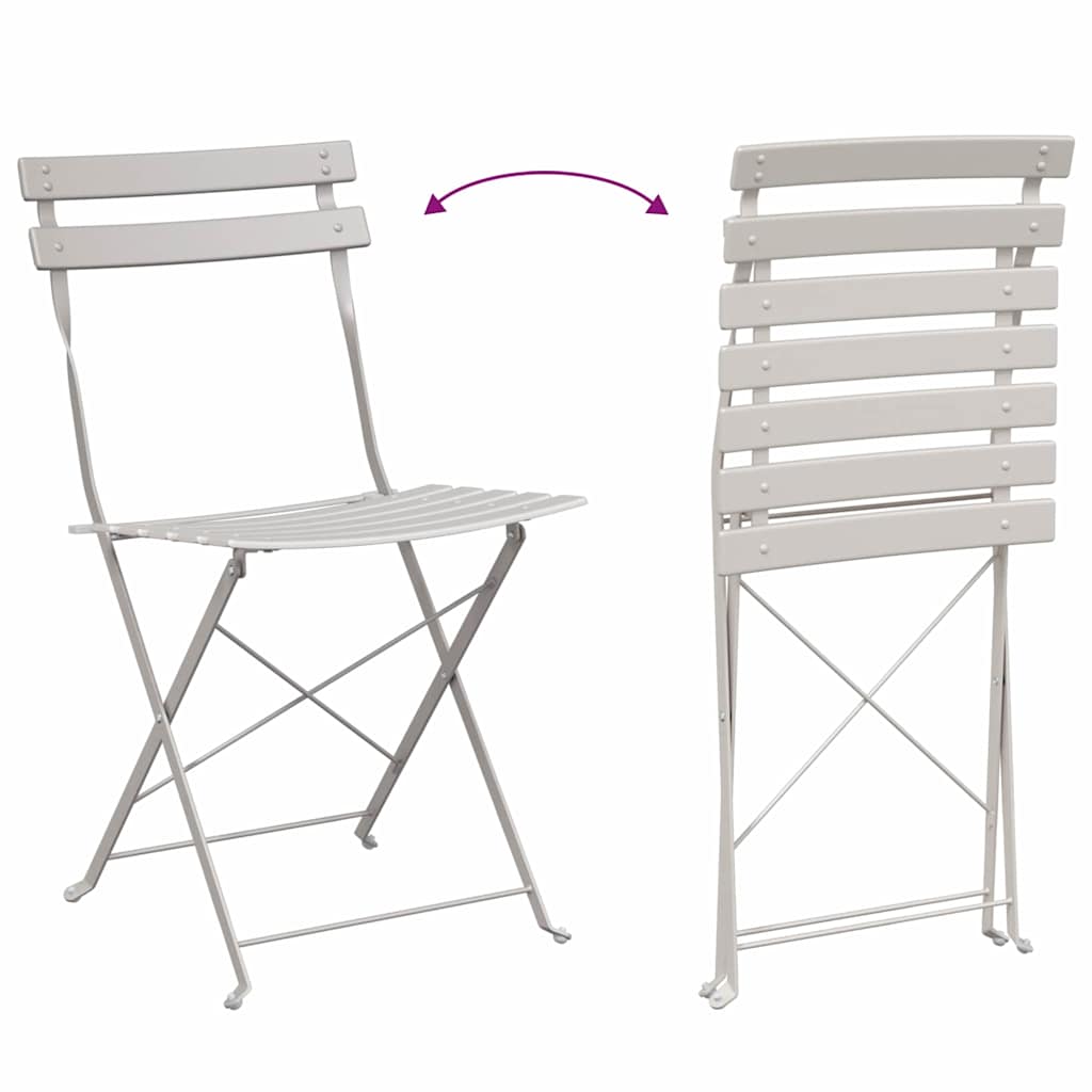 vidaXL Πτυσσόμενη Καρέκλα Κήπου 2 pcs Μπεζ 42 x 46 x 82εκ Μέταλλο
