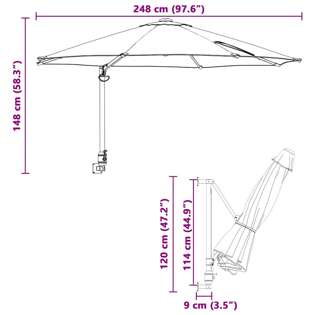 vidaXL Ομπρέλα Κήπου Άμμος 248 x 248 x 148 εκ. Πολυεστέρας και Χάλυβας