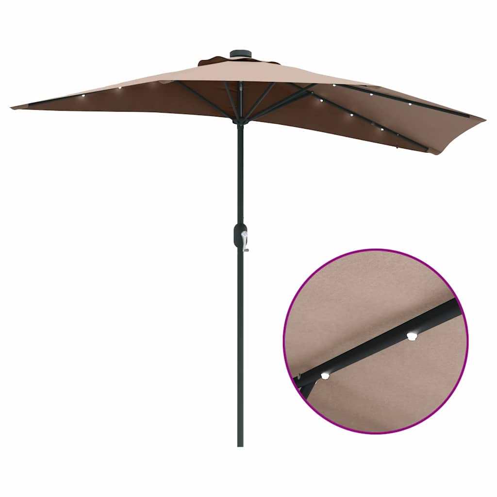 vidaXL Ομπρέλα Κήπου Taupe 294 x 150 x 223 εκ Πολυεστέρας και Χάλυβας