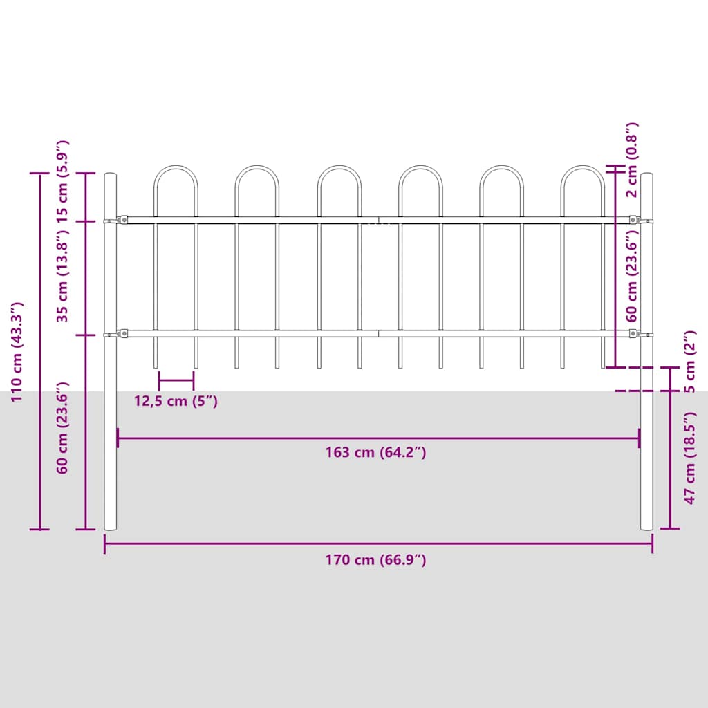 vidaXL Φράχτης Κήπου BOXTEL 4 pcs 6,8 x 0,6 μ Ατσάλι με Πούδρα Λευκό