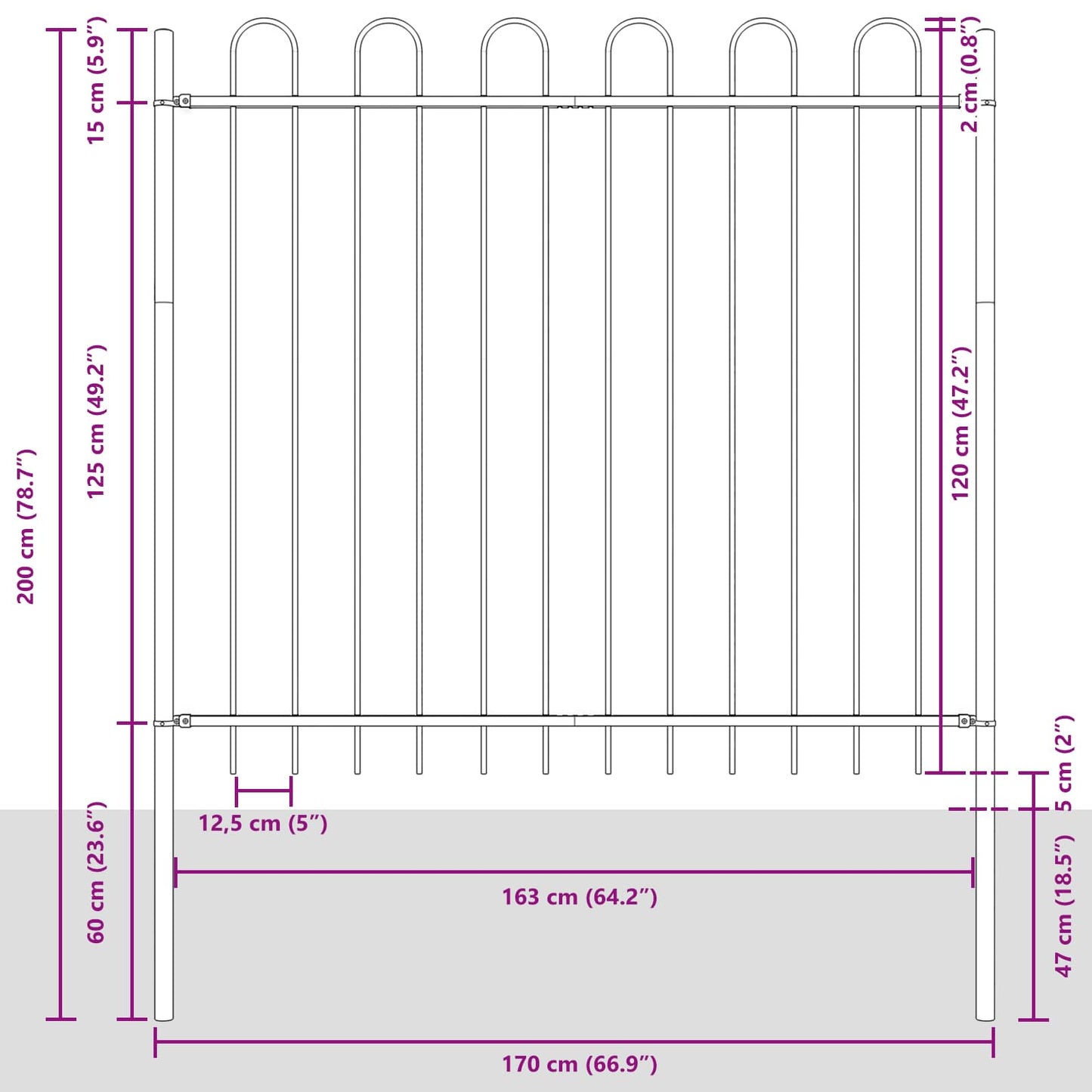 vidaXL Φράχτης Κήπου BOXTEL 4 pcs 6,8 x 0,8 μ Ατσάλι με Πούδρα Λευκό