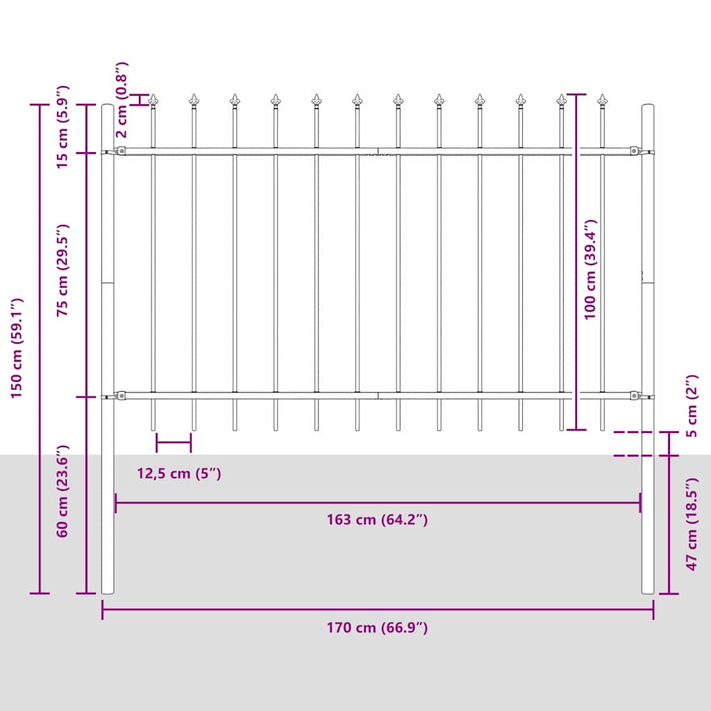 vidaXL Φράχτης Κήπου 6 pcs Λευκό 10,2 x 1 μ Ατσάλι με Πούδρα