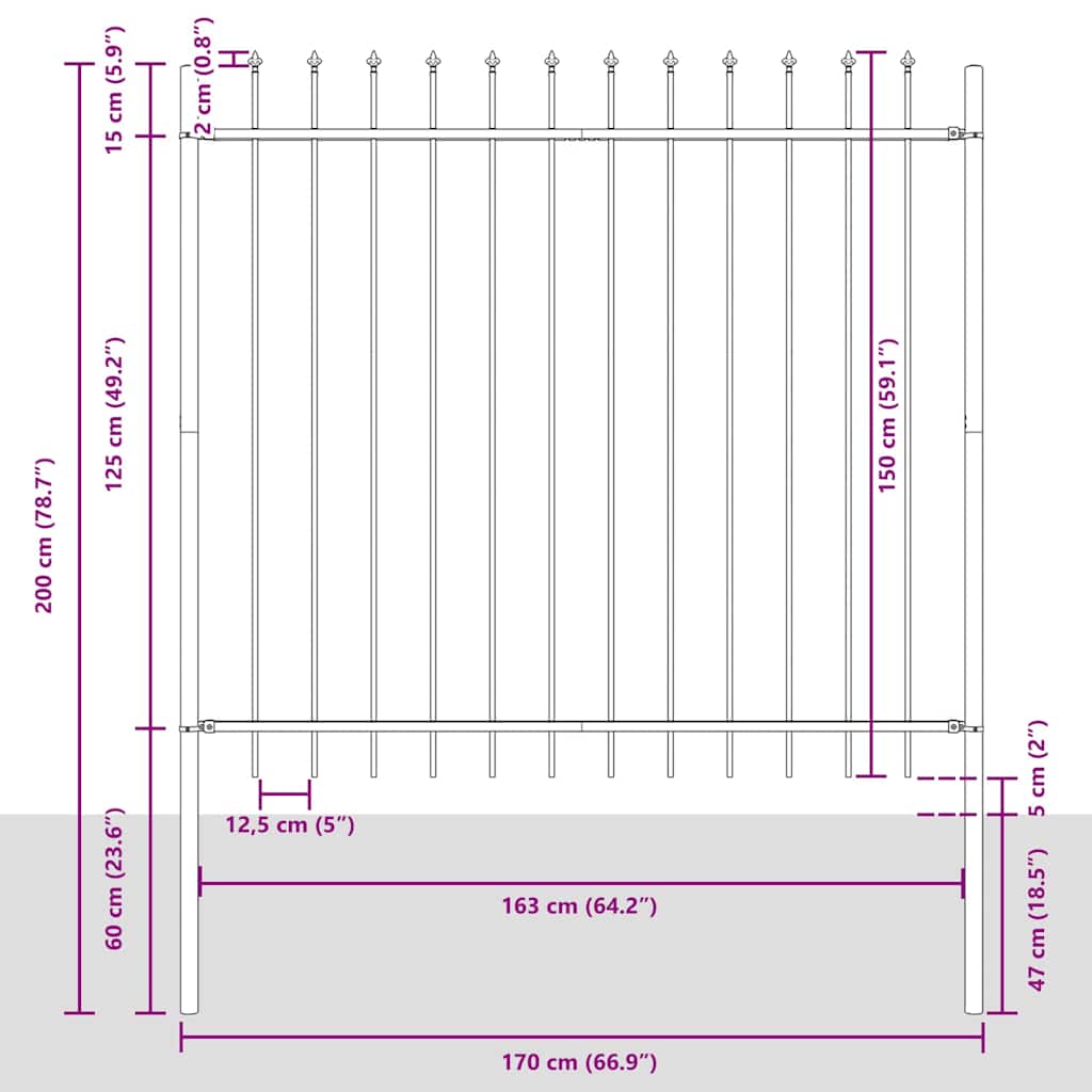vidaXL Φράχτης Κήπου 6 pcs Λευκό 10,2 x 1,5 μ Ατσάλι με Πούδρα