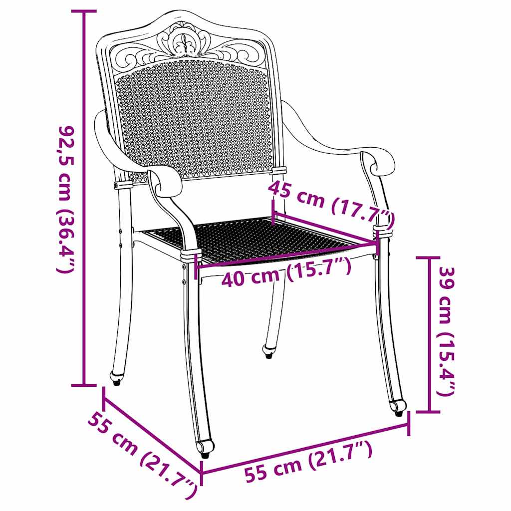 vidaXL Καρέκλα Κήπου 2 pcs Μπρονζέ 55 x 55 x 92,5 εκ. Αλουμίνιο