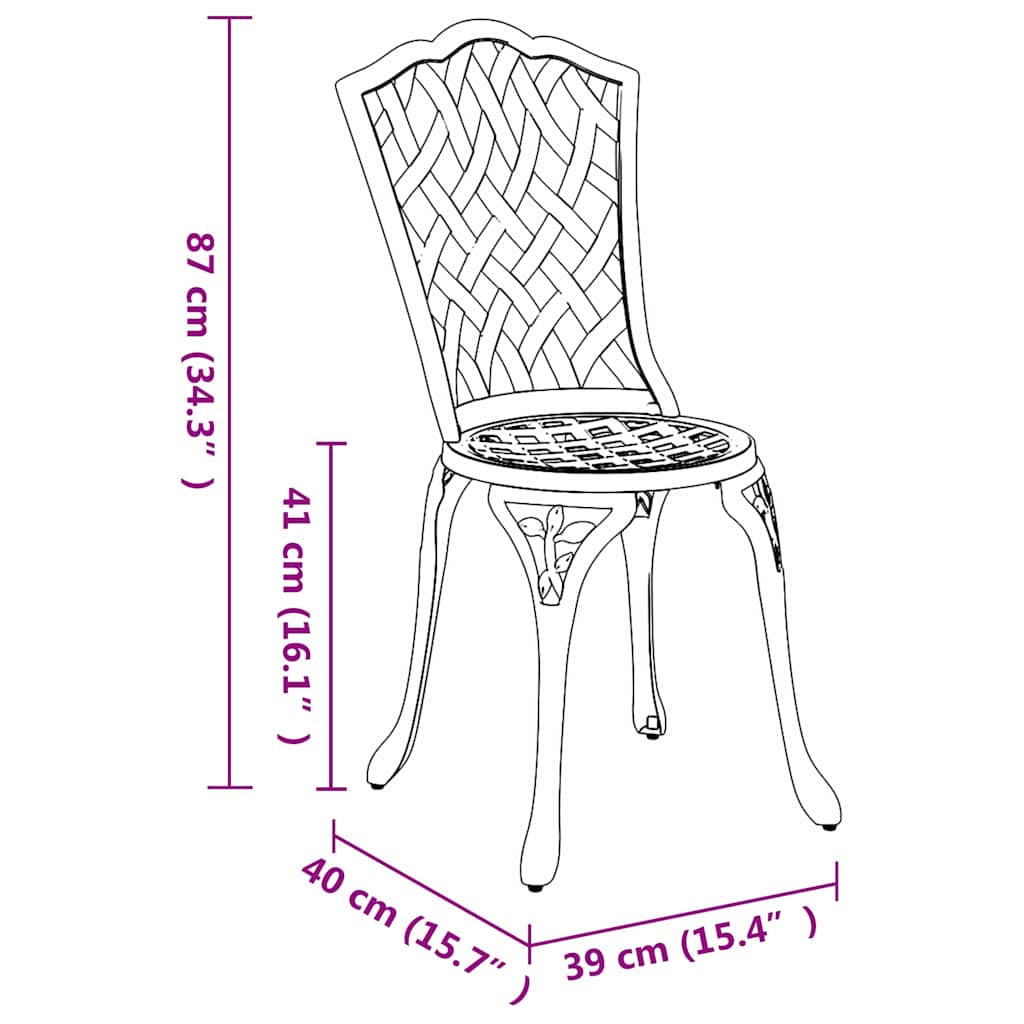 vidaXL Καρέκλα Κήπου 2 pcs Λευκό 39 x 40 x 87εκ Αλουμίνιο