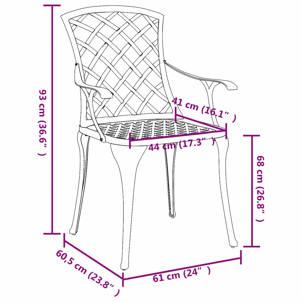 vidaXL Καρέκλες Κήπου Σωρευτικές 4 τμχ Πράσινο Χυτοσίδηρος