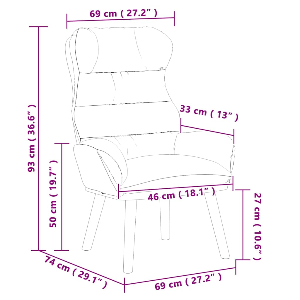vidaXL Πολυθρόνα Κίτρινο 69 x 74 x 93 εκ. Βελούδο