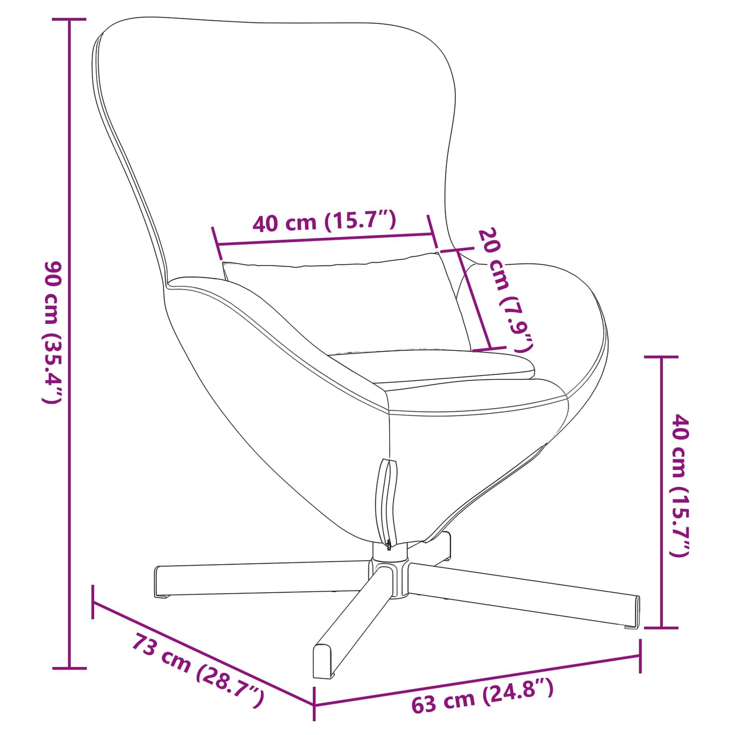 vidaXL Κάθισμα-αυγό Μαύρο 63 x 73 x 90 εκ Βελούδο
