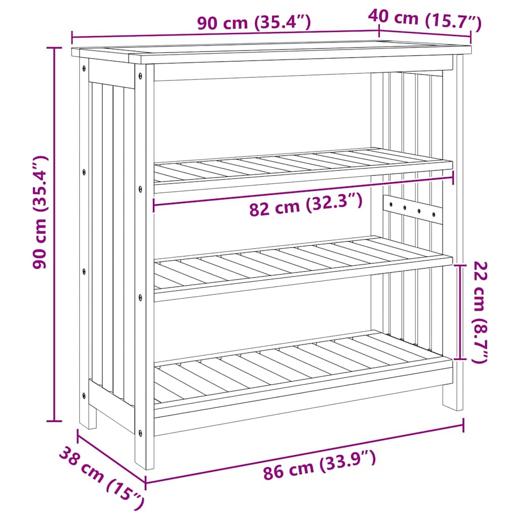 vidaXL Ντουλάπι Κήπου Φυσικό 90 x 40 x 90 εκ. Στερεό Ξύλο Ακακίας