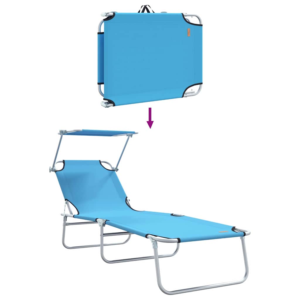 vidaXL Ξαπλώστρα 2 pcs Λαμπερό Μπλε 58 x 188 x 77 εκ. Πολυεστέρας