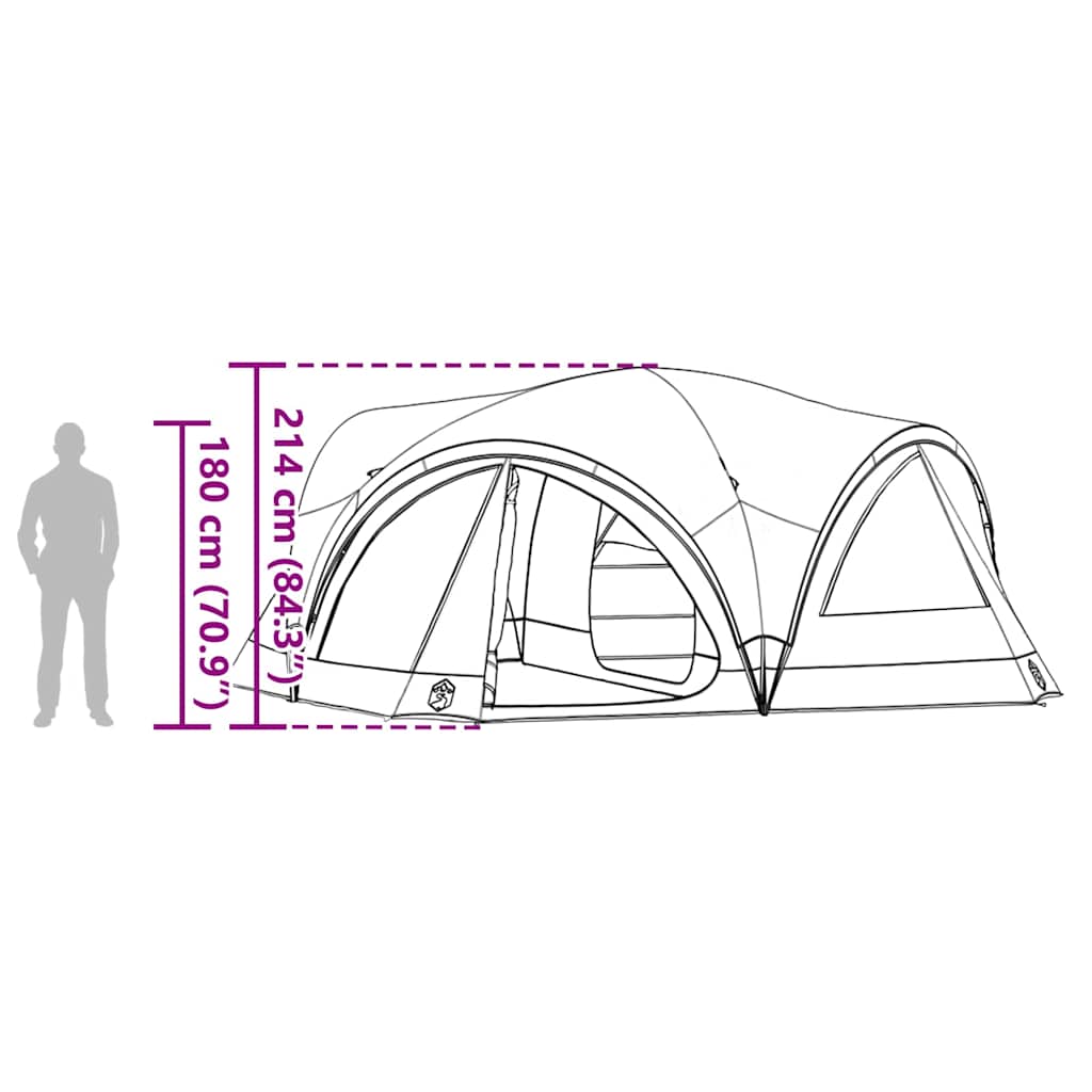 vidaXL Οικογενειακή Σκηνή Πράσινο και Γκρι 460 x 430 x 214 εκ.