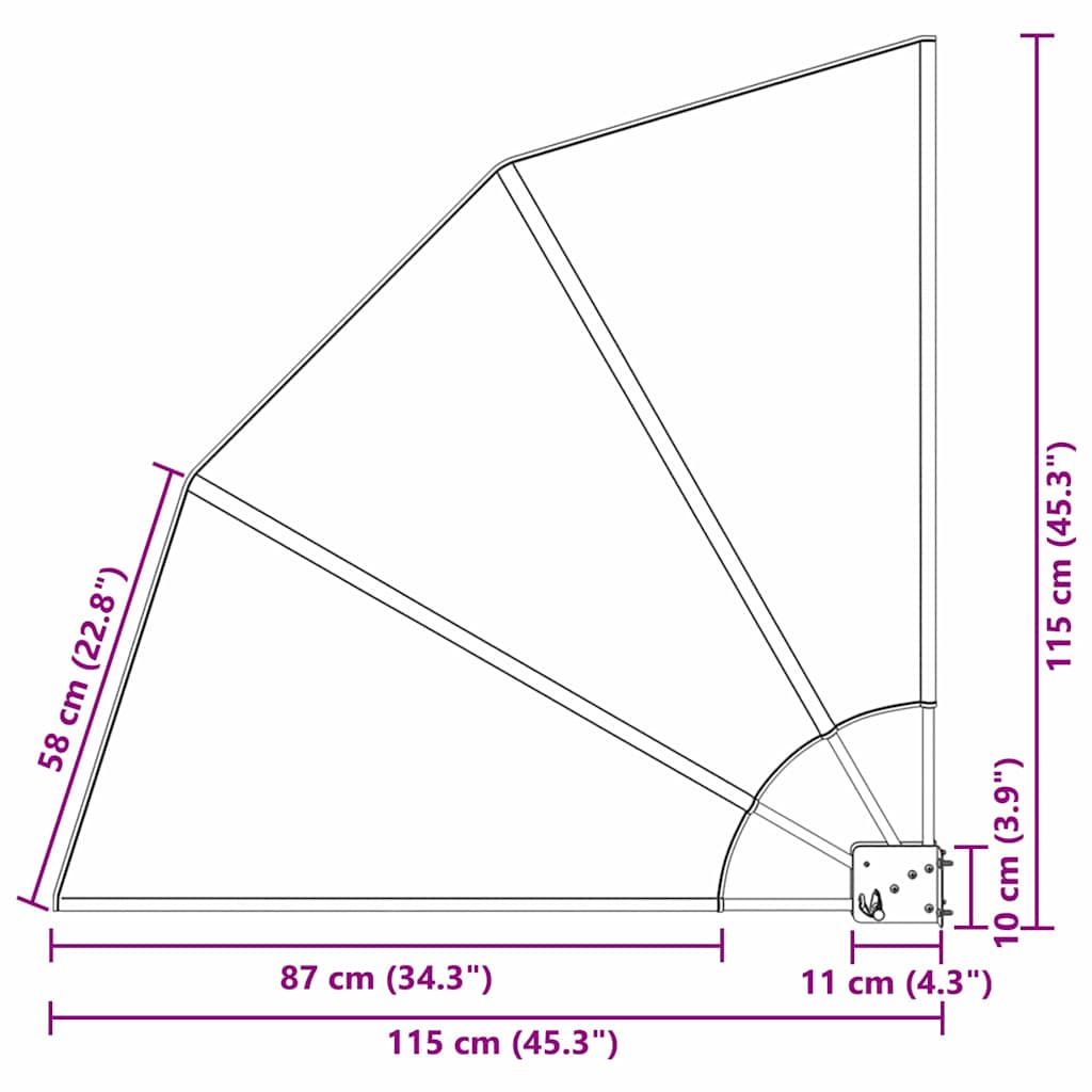 vidaXL Αδιάφανο σκίαστρο μπαλκονιού Μαύρο 115 x 115 εκ Πολυεστέρας