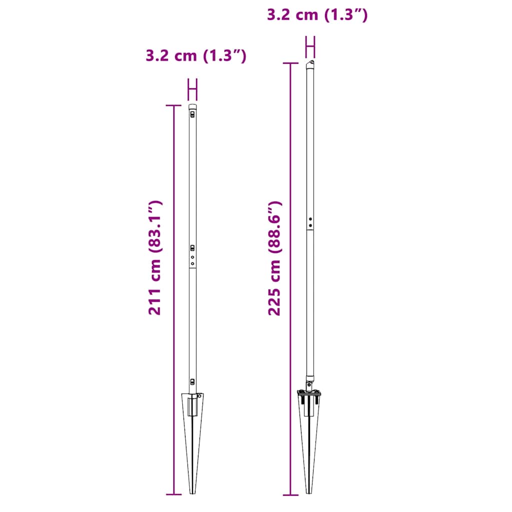 vidaXL Στήλη φράχτη με πείρο για το έδαφος 7 τμχ. Πράσινο