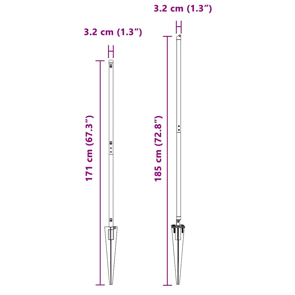vidaXL Στύλος Περιφράξεων 13 pcs Γκρι Ατσάλι