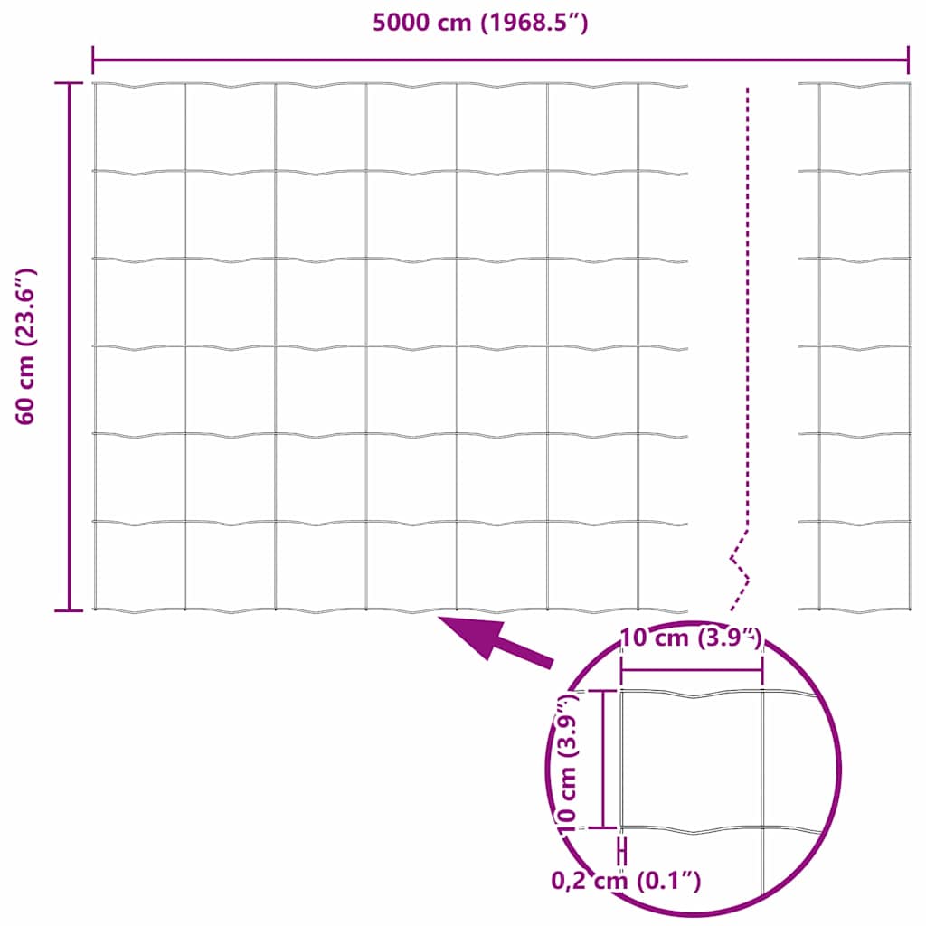 vidaXL Ευρωπαϊκός Φράχτης 0,6x50 μ Γαλβανισμένος Χάλυβας