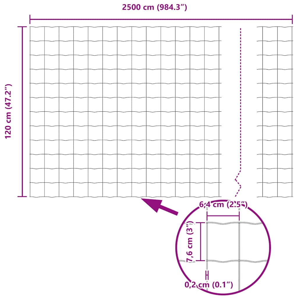 vidaXL Euro Fence 1.2x25 μ Γαλβανισμένο Ατσάλι