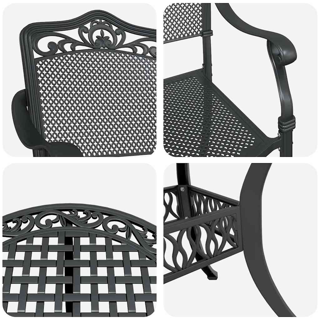 vidaXL Σέτ φαγητού για κήπο 7 pcs Μαύρο Αλουμίνιο