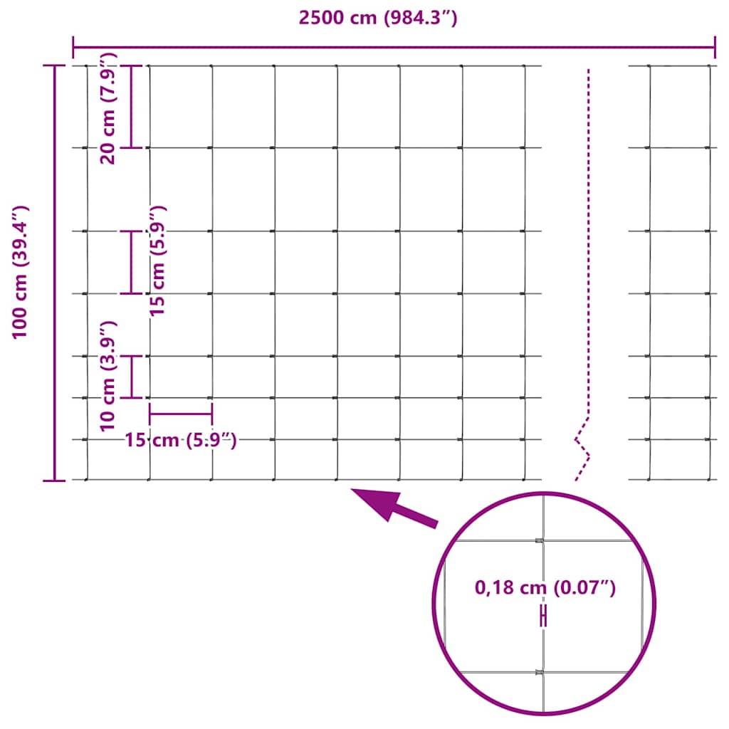 vidaXL Περίφραξη αγρού Ασημί 25 x 1 m Γαλβανισμένος χάλυβας