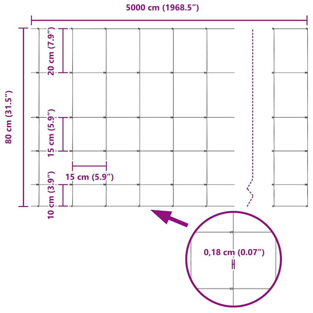 vidaXL Περίφραξη αγρού Ασημί 50 x 0,8 m Γαλβανισμένος χάλυβας