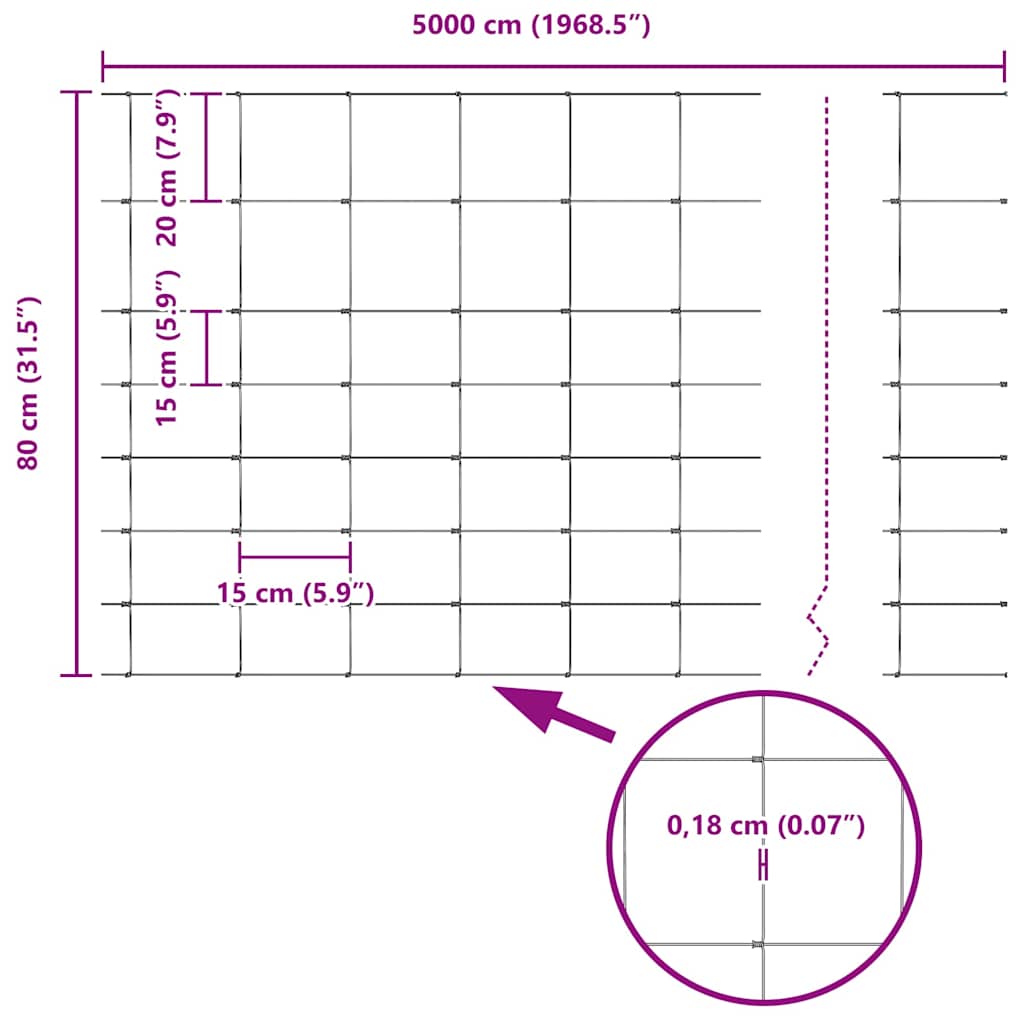 vidaXL Περίφραξη αγρού Ασημί 50 x 0,8 m Γαλβανισμένος χάλυβας