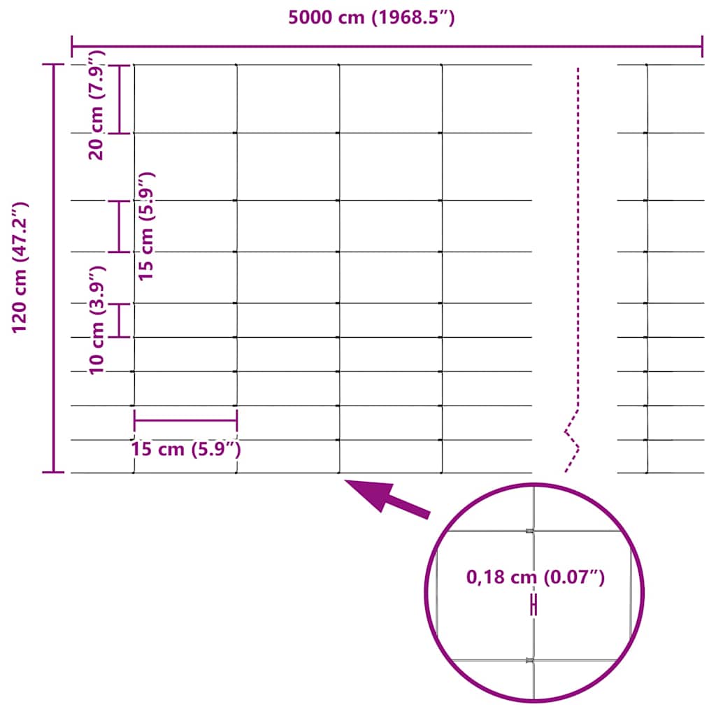 vidaXL Περίφραξη αγρού Ασημί 50 x 1,2 m Γαλβανισμένος χάλυβας