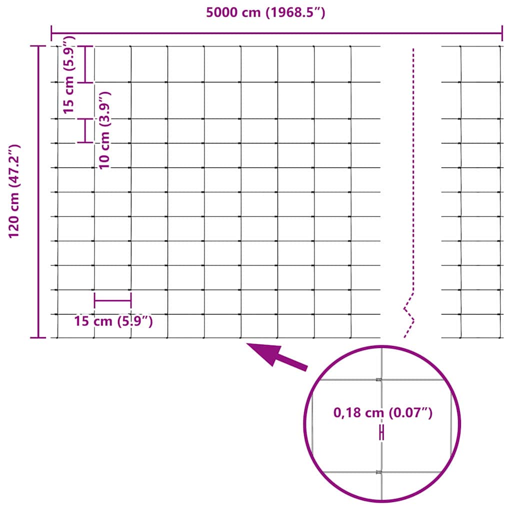 vidaXL Περίφραξη αγρού Ασημί 50 x 1,2 m Γαλβανισμένος χάλυβας