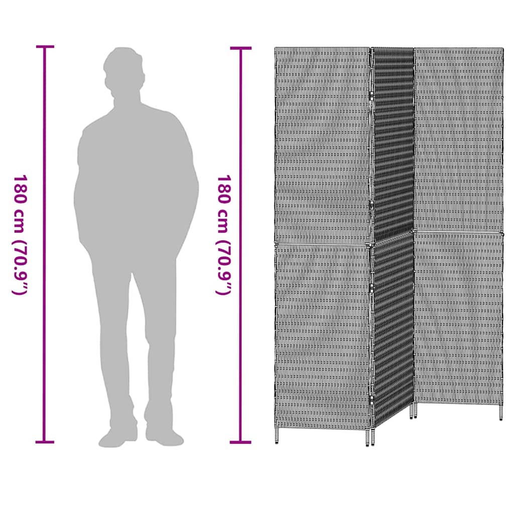 vidaXL Διαχωριστικό Δωματίου Καφέ 146 x 180 εκ. συνθετικό ρατάν