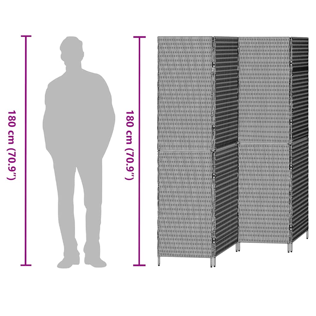 vidaXL Διαχωριστικό Δωματίου 4 Πάνελ Πτυσσόμενο Καφέ 195x180 εκ Πολυ Ράτα