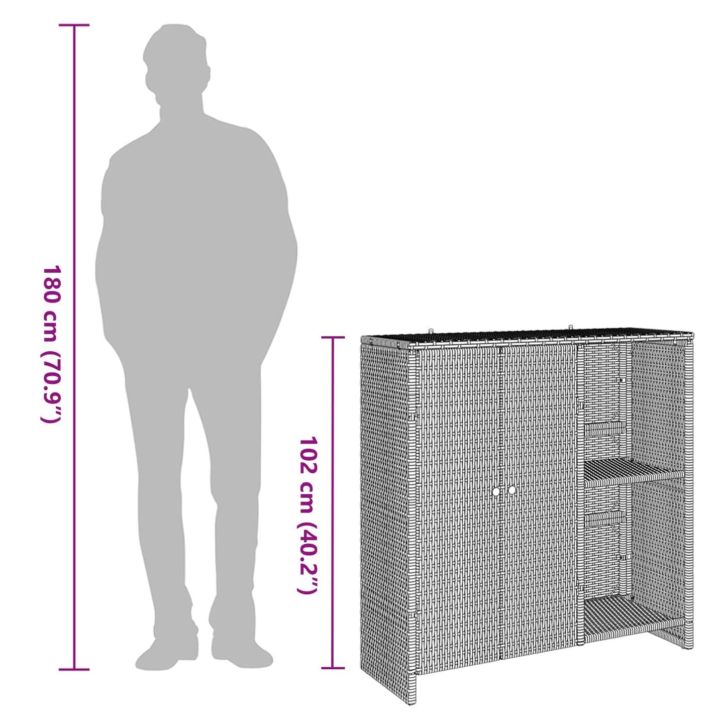 vidaXL Ντουλάπι αποθήκευσης με αποθήκευση Καφέ 100 x 36 x 102 εκ Ρατάν